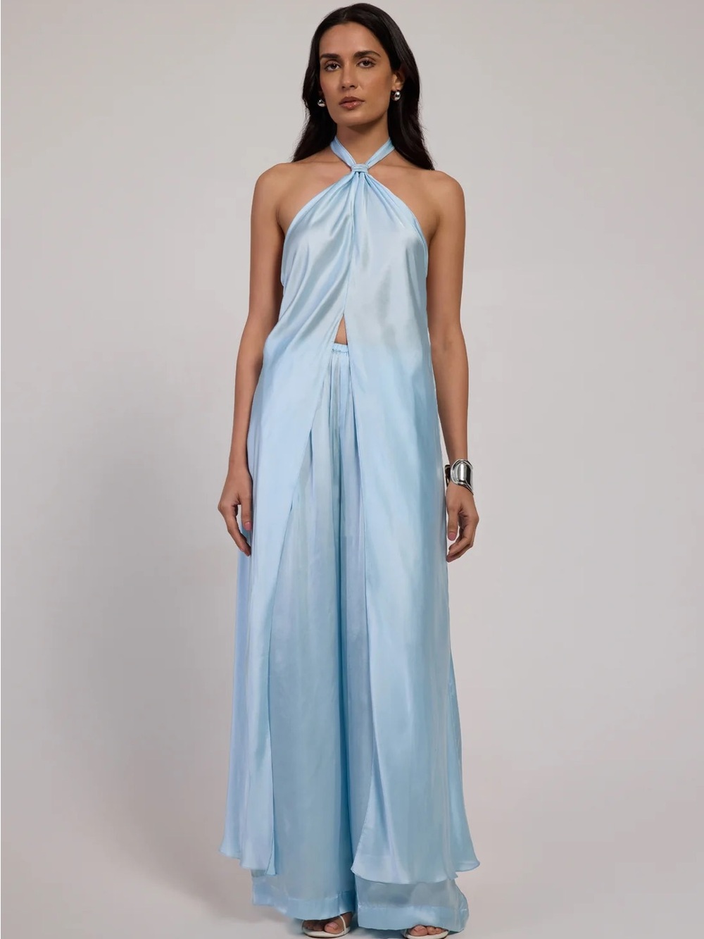 Summer Away Viala Blouse and Pants Long Set in Ice Blue